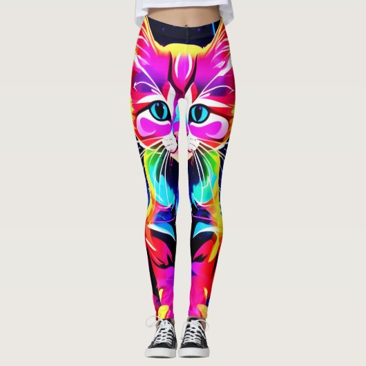 Levendig kattenkunstwerk leggings (Voorkant)