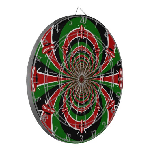 Levendig Kenia Visie: Gespiegelde Keniaanse Vlag K Dartbord (Voorkant Links)