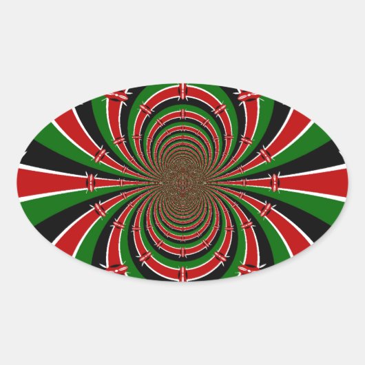 Levendig Kenia Visie: Gespiegelde Keniaanse Vlag K Ovale Sticker (Voorkant)