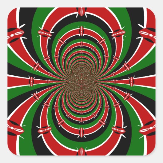 Levendig Kenia Visie: Gespiegelde Keniaanse Vlag K Vierkante Sticker (Voorkant)