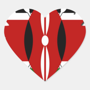 Levendig Keniaans vlagpatroon: een 18-sterren kuns Hart Sticker