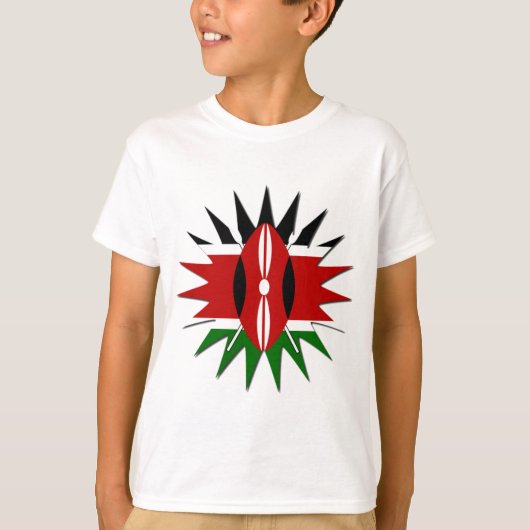 Levendig Keniaans vlagpatroon: een 18-sterren kuns T-shirt (Voorkant)