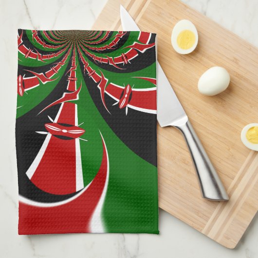 Levendig Keniaans vlagpatroon: een krachtige kunst Theedoek (Quarter Fold)