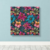 Levendig Kerst Botanic Fantasiepatroon Canvas Afdruk (Insitu (Houten vloer))