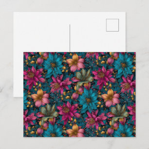Levendig Kerst Botanic Fantasy Patroon Briefkaart