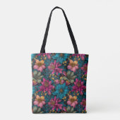Levendig Kerst Botanic Fantasy Patroon Tote Bag (Achterkant)