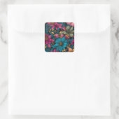 Levendig Kerst Botanic Fantasy Patroon Vierkante Sticker (Tas)