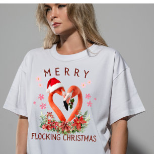 Levendig Kerst Flockend Flamingo AI Kunst Tri-Blend Shirt
