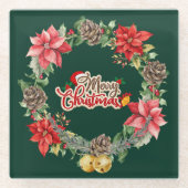 Levendig Kerstbloemen Onderzetter (Voorkant)