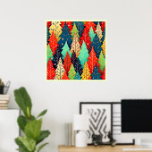 Levendig kerstboompatroon kunst poster (Thuiskantoor)