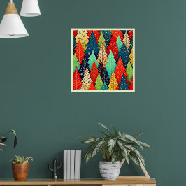 Levendig kerstboompatroon kunst poster