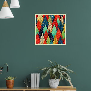 Levendig kerstboompatroon kunst poster