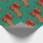Levendig Kerstmis Dachshund Inpakpapier (Hoek)