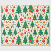 Levendig kerstpatroon cadeaupapier (Vlak)