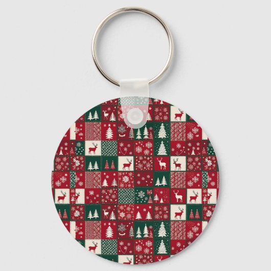 Levendig kerstpatroon sleutelhanger (Voorkant)