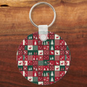 Levendig kerstpatroon sleutelhanger (Achterkant)