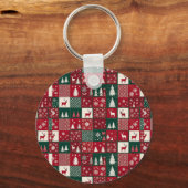 Levendig kerstpatroon sleutelhanger (Voorkant)