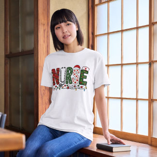 Levendig Kerstverpleegster Feestelijk Medisch Ontw Tri-Blend Shirt