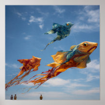 Levendig Kitefestival in de Lucht - Zwarm van Kleu