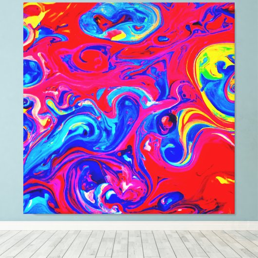 Levendig kleurenblastpatroon canvas afdruk (Insitu (Houten vloer))