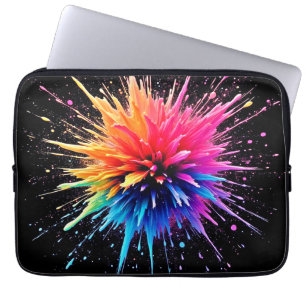 Levendig kleurenexplosieontwerp laptop sleeve