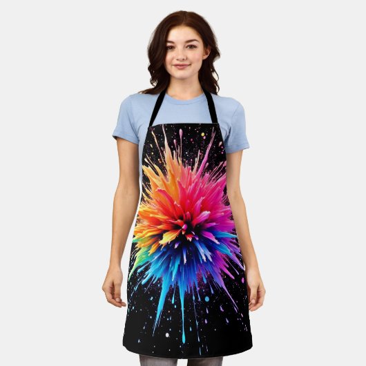 Levendig kleurenexplosieontwerp schort (Gedragen)