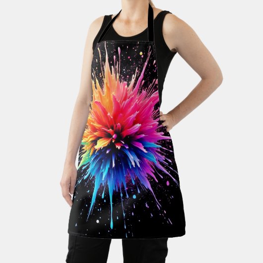 Levendig kleurenexplosieontwerp schort (Insitu)