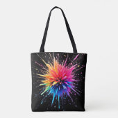Levendig kleurenexplosieontwerp tote bag (Achterkant)