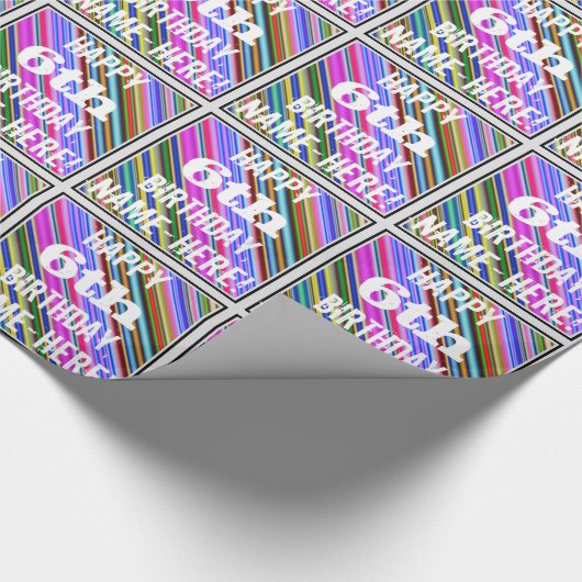 Levendig, kleurrijk 6e verjaardag + aangepaste naa cadeaupapier (Hoek)