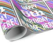 Levendig, kleurrijk 6e verjaardag + aangepaste naa cadeaupapier (Rol Hoek)