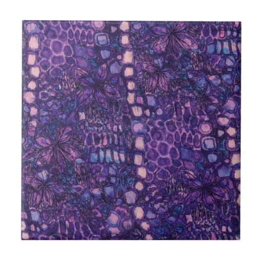 Levendig Kleurrijk Abstract Bloemmotief Tegeltje (Voorkant)