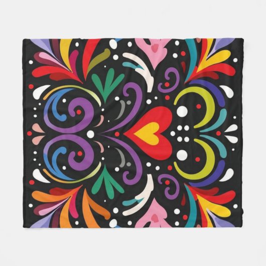 Levendig kleurrijk abstract bloemontwerp fleece deken (Voorkant (Horizontaal))