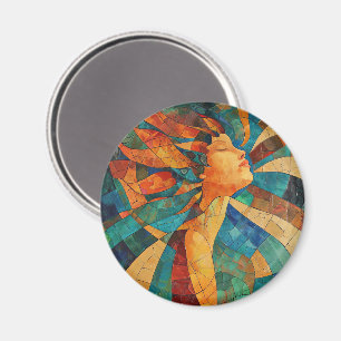 Levendig Kleurrijk Abstract Mozaïek Vrouw Magneet