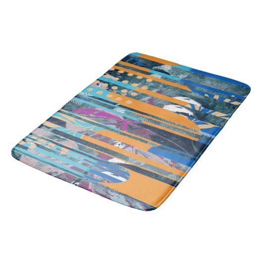 Levendig kleurrijk bloemen- en geometrisch ontwerp badmat (Gekanteld)