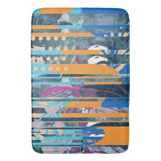 Levendig kleurrijk bloemen- en geometrisch ontwerp badmat (Voorkant Verticaal)