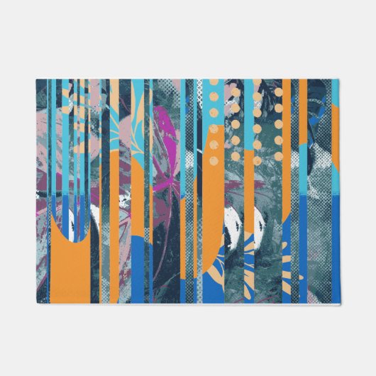 Levendig kleurrijk bloemen- en geometrisch ontwerp deurmat (Voorkant)