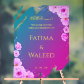 Levendig Kleurrijk Bloemen Moslim Nikkah Welkom Te Acryl Bord (Neutraal)