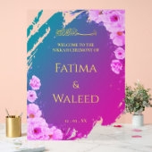 Levendig Kleurrijk Bloemen Moslim Nikkah Welkom Te Acryl Bord (Huwelijk)