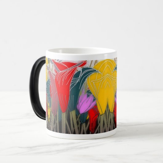 Levendig kleurrijk bloemenpatroon magische mok (Voorkant links)