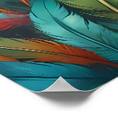 Levendig Kleurrijk Boho Veer Patroon Poster (Hoek)