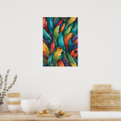 Levendig Kleurrijk Boho Veer Patroon Poster (Keuken)