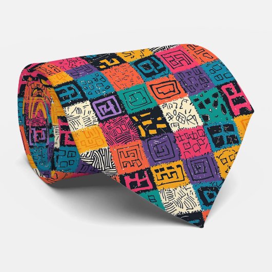 Levendig kleurrijk doospatroon (1) stropdas (Opgerold)