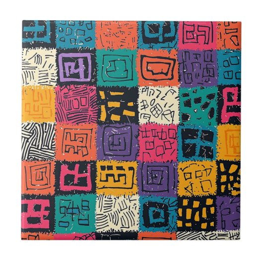 Levendig kleurrijk doospatroon (1) tegeltje (Voorkant)