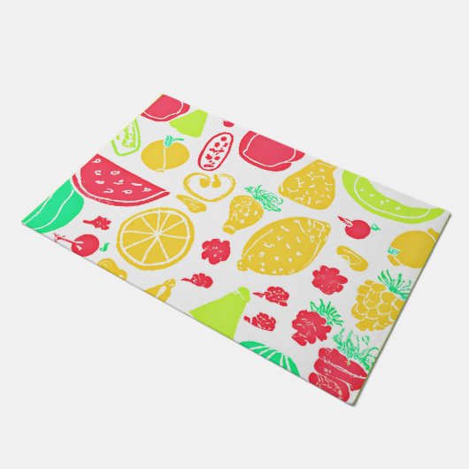 Levendig kleurrijk fruitpatroon deurmat (Schuin)