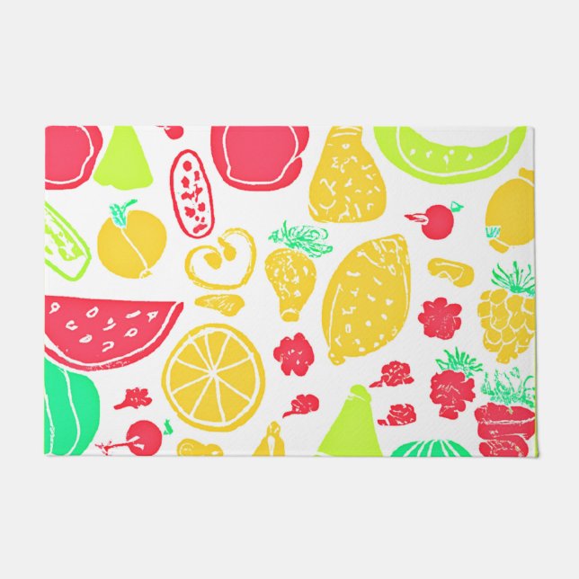 Levendig kleurrijk fruitpatroon deurmat (Voorkant)