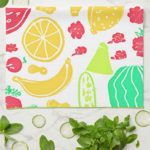 Levendig kleurrijk fruitpatroon theedoek