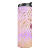 Levendig kleurrijk goud en roze thermosbeker (Gedraaid links)