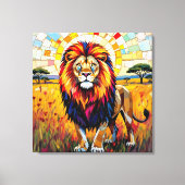 Levendig kleurrijk leeuwenmozaïek canvas afdruk (Voorkant)