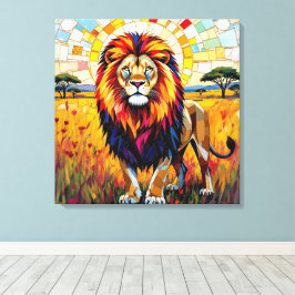 Levendig kleurrijk leeuwenmozaïek canvas afdruk
