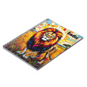 Levendig kleurrijk leeuwenmozaïek gepersonaliseerd notitieboek (Linkerzijde)